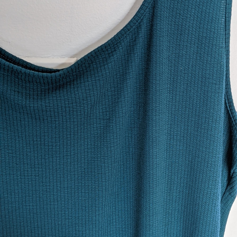Plus Size Rib Knit Teal Maxi Dress - Picture 4 of 7